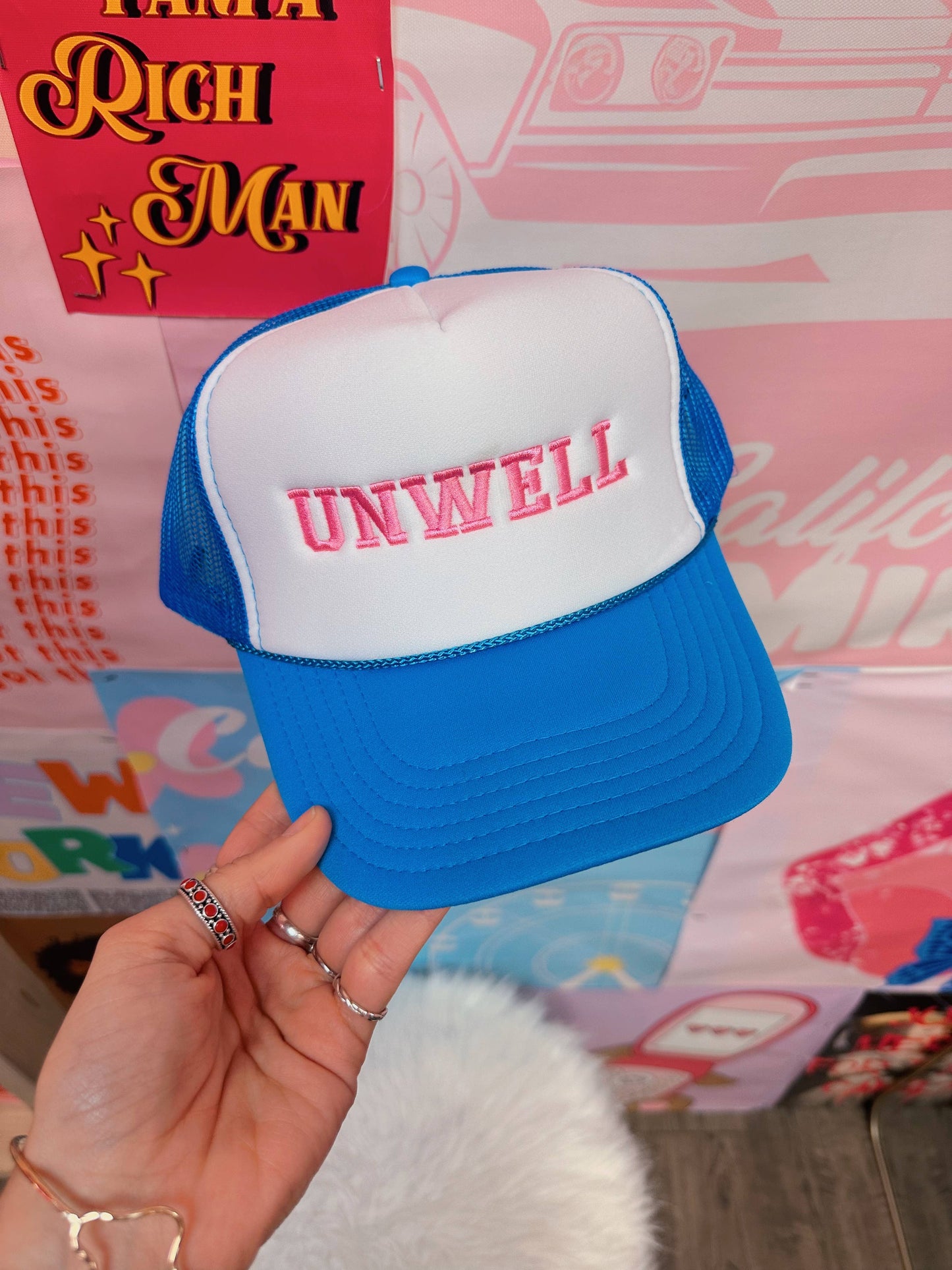 UNWELL Trendy blue Spring/Sumer Trucker Hats-Embroidery