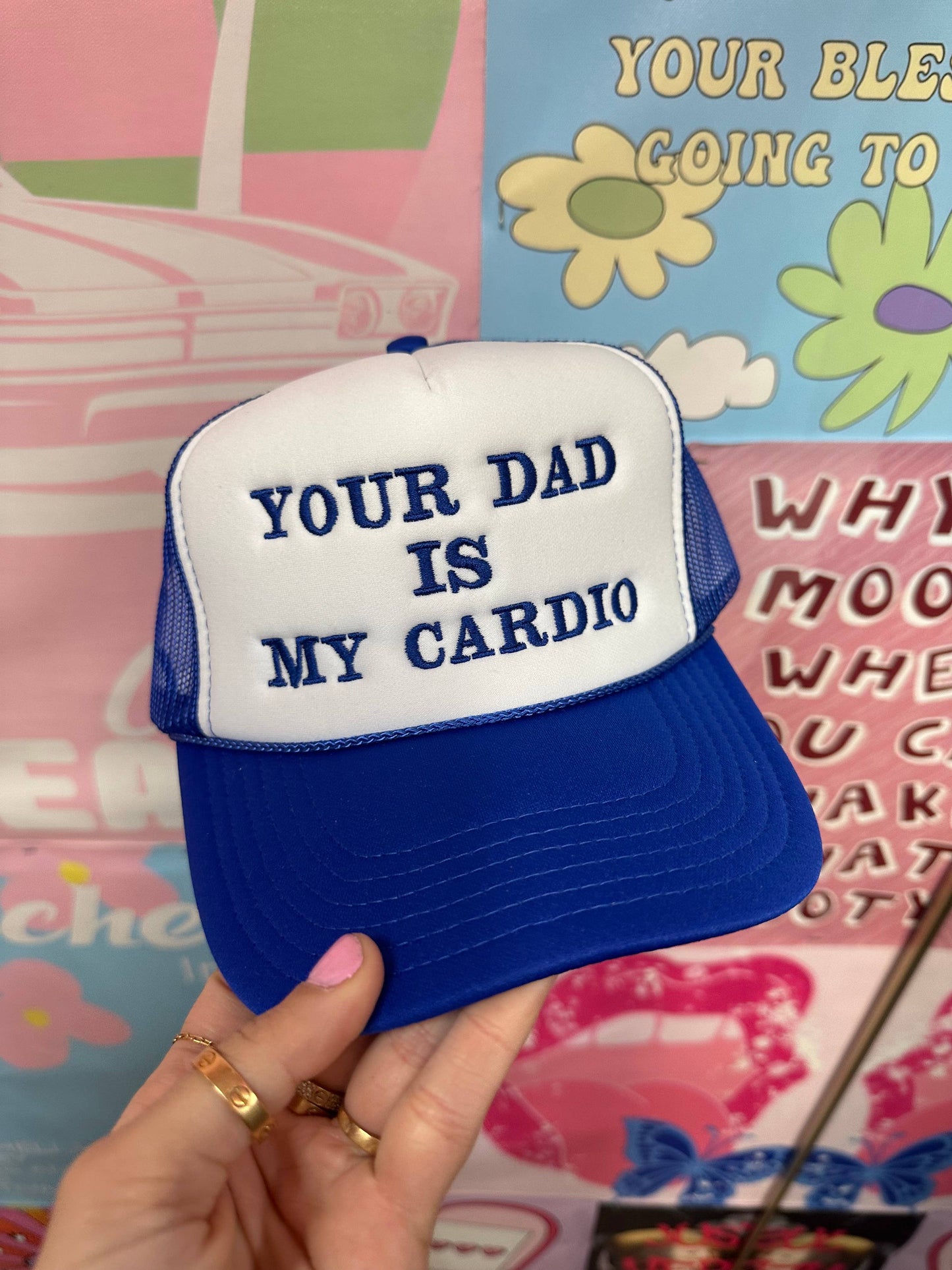 Your Dad Is My Cardio Trucker Hat: Embroidery