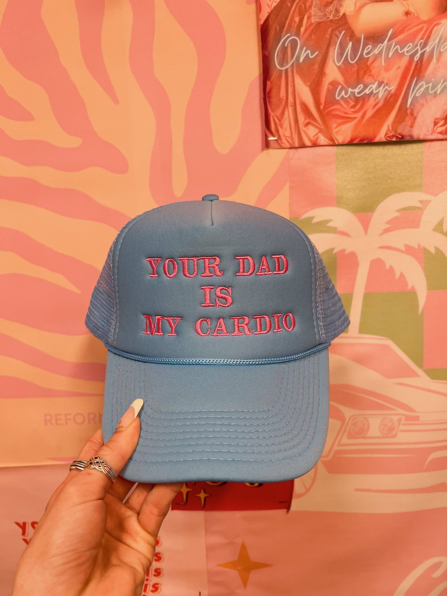 Your Dad Is My Cardio Trucker Hat: Embroidery