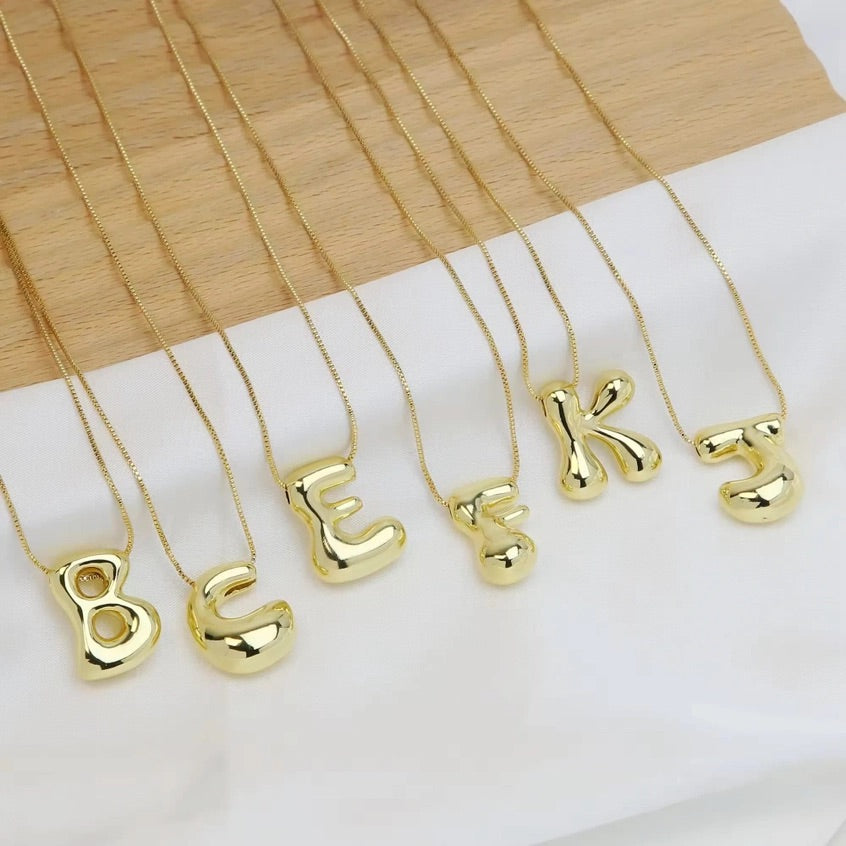 Bubble Initial Necklace - GOLD