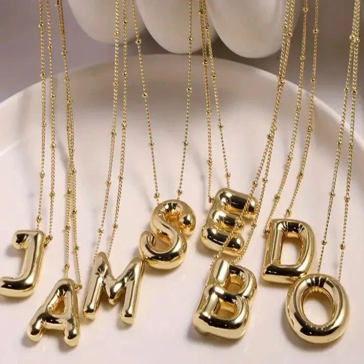 Bubble Initial Necklace - GOLD