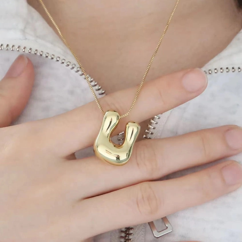 Bubble Initial Necklace - GOLD