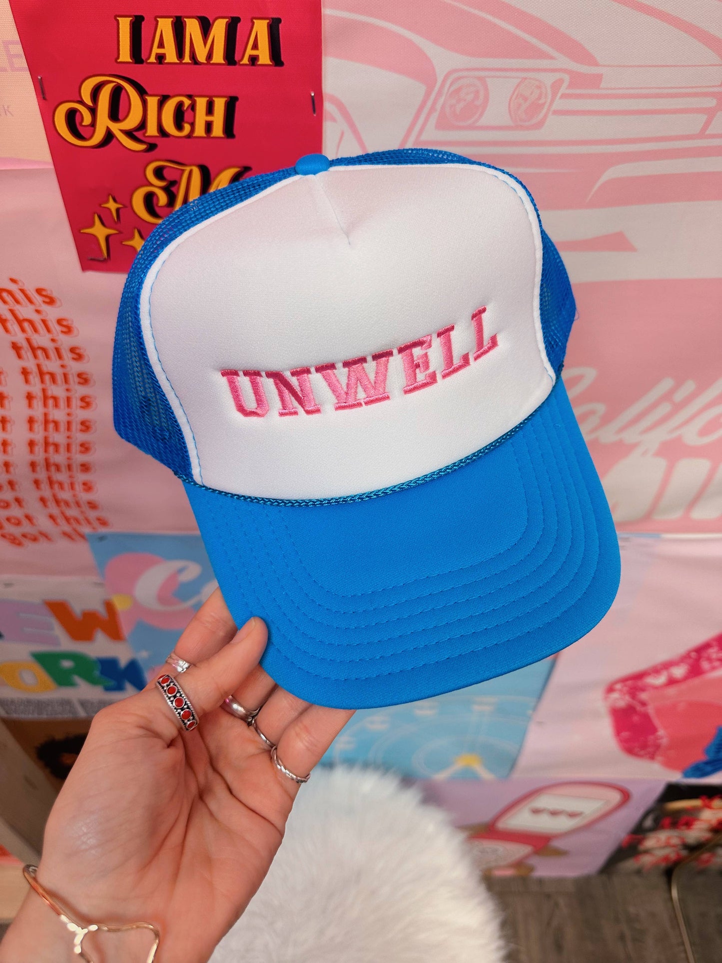 UNWELL Trendy blue Spring/Sumer Trucker Hats-Embroidery