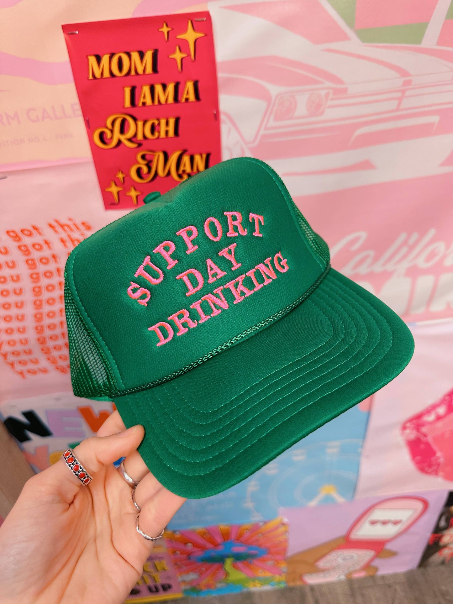 Kelly Green Support Day Drinking Hat Embroidery