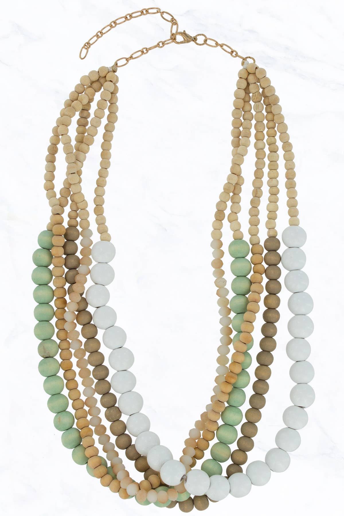 Multi  Wood Bead Necklace