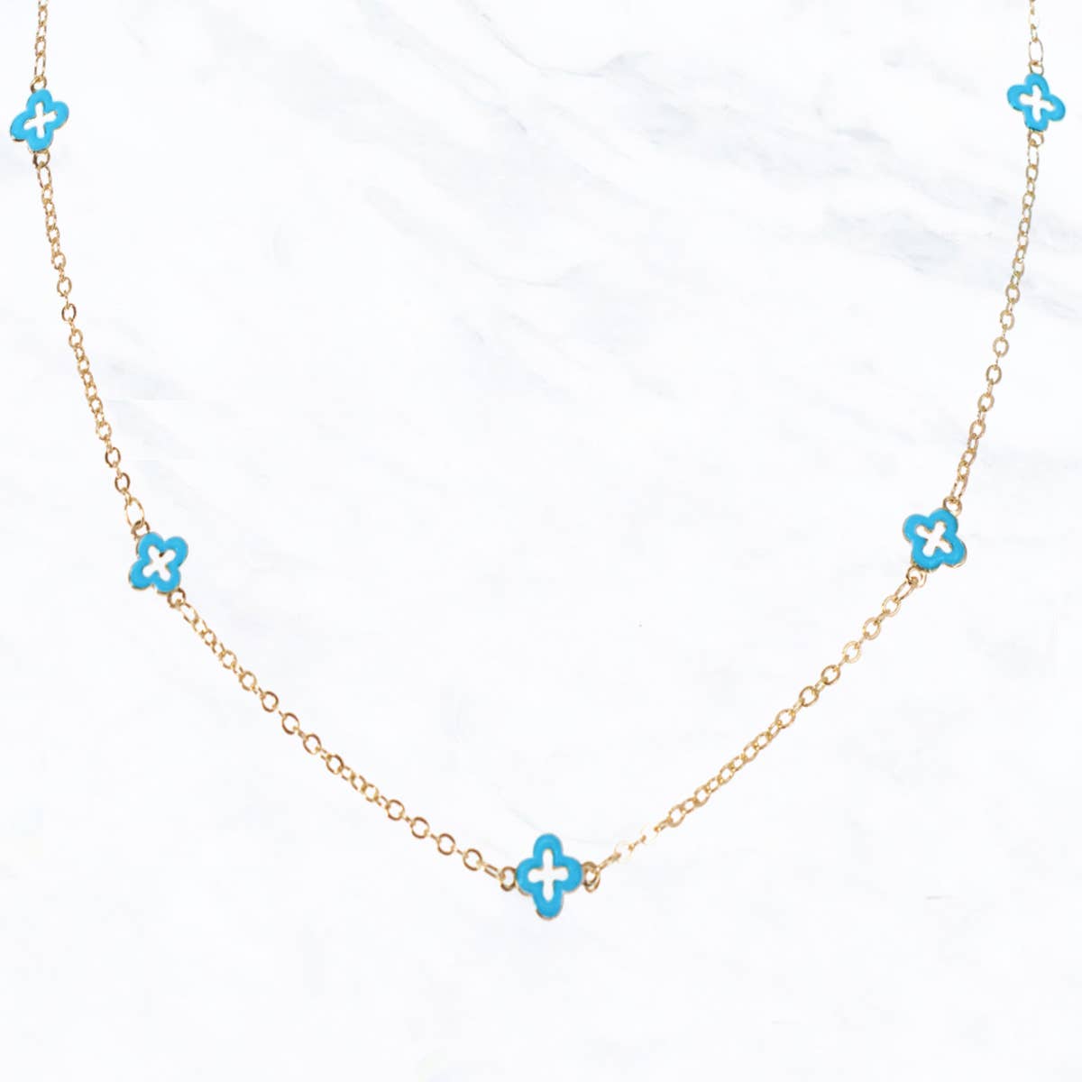Tiny Colored Clover Chain Necklace