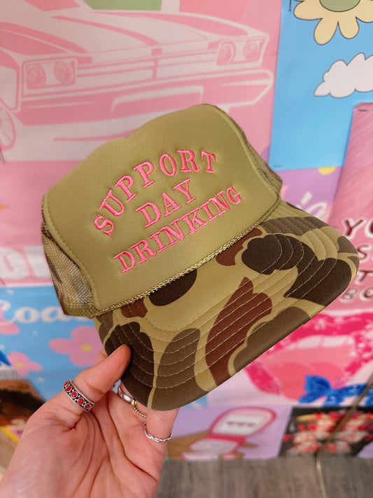 Camo Support Day Drink Trucker Hat